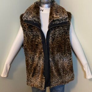 Leopard Print Faux Fur Vest